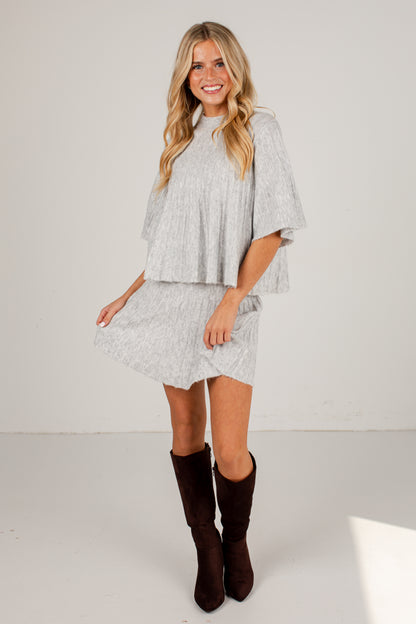 Society Style Light Grey Knit Mini Skirt