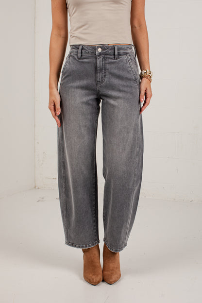 Emily Grey High Rise Wide Leg Jeans