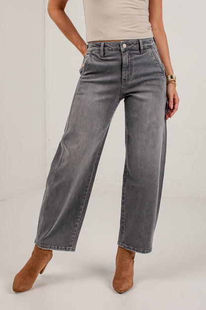 Emily Grey High Rise Wide Leg Jeans