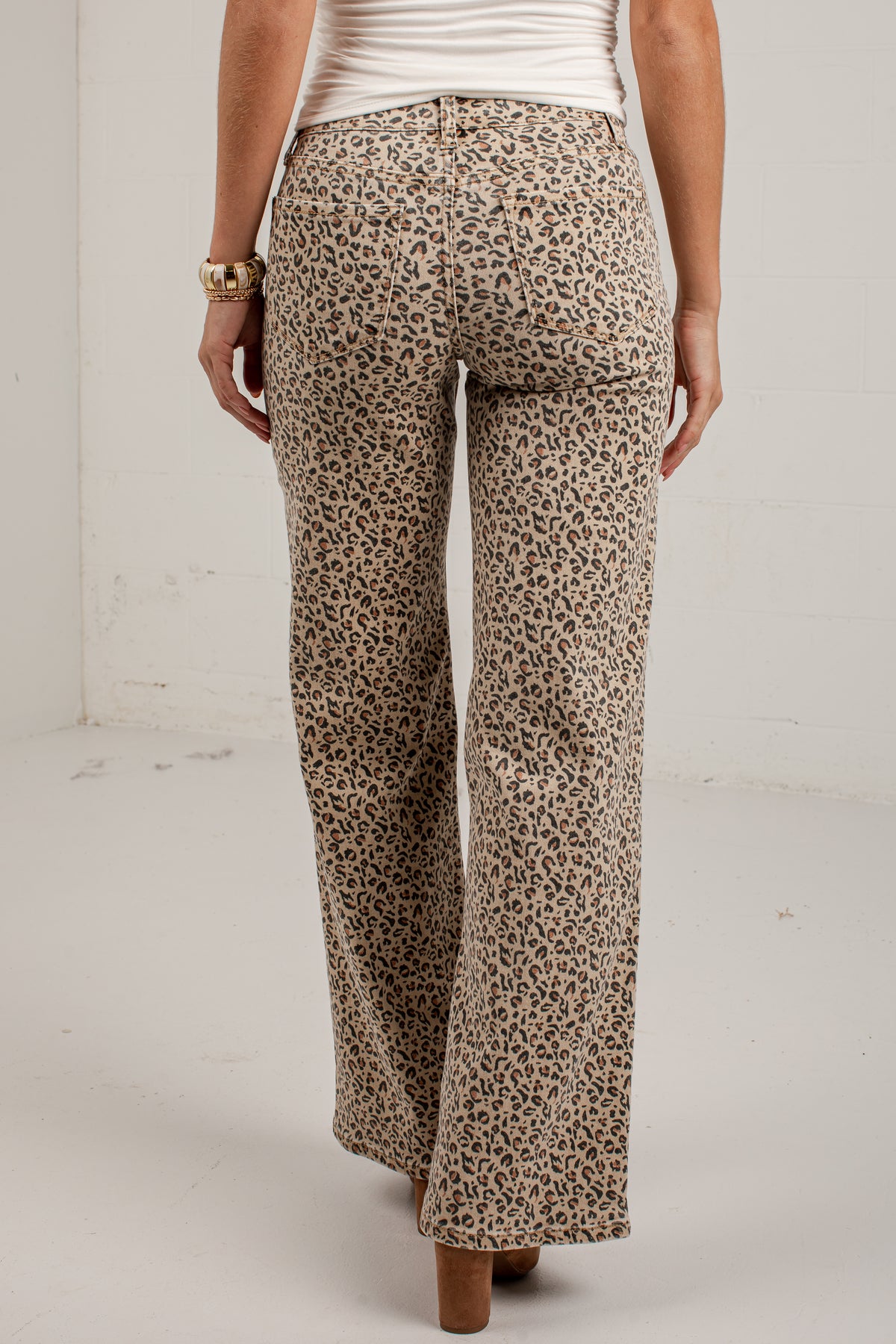 Olivia Leopard Print High Rise Wide Leg Jeans