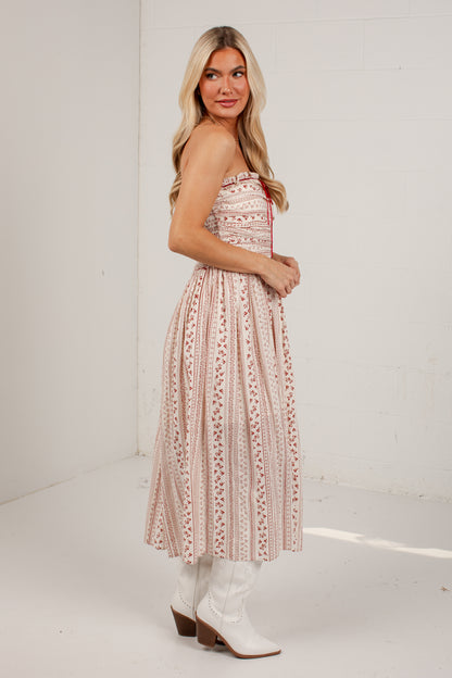 At The Edge Cream Floral Midi Dress
