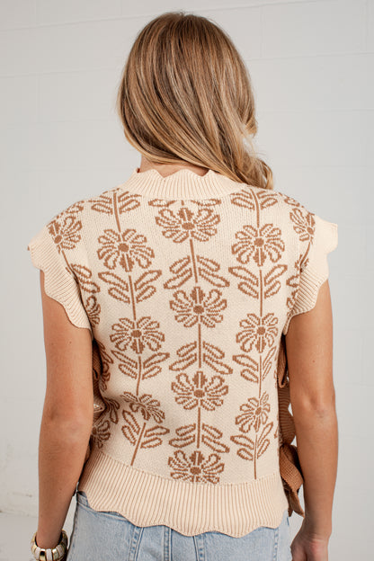 Always On My Mind Floral Tie Side Sweater