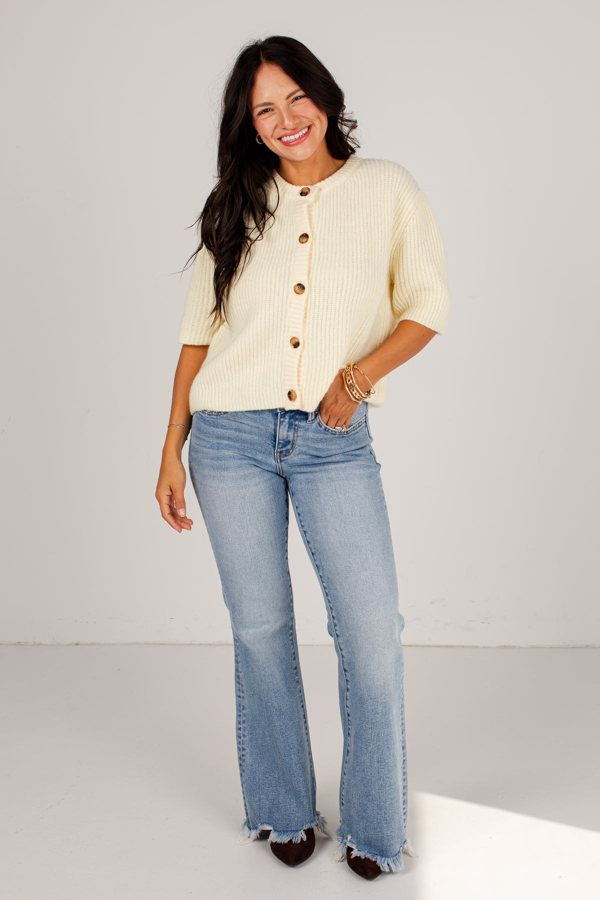 Little Joys Yellow Button Front Sweater