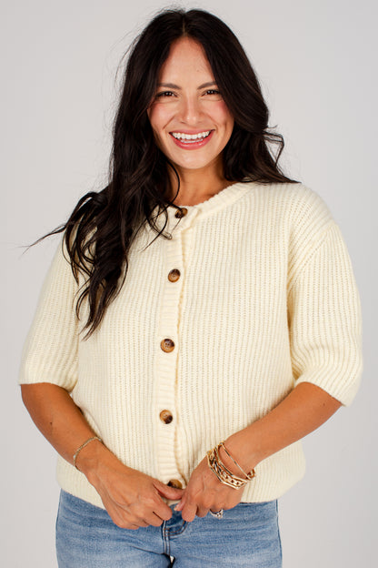 Little Joys Yellow Button Front Sweater