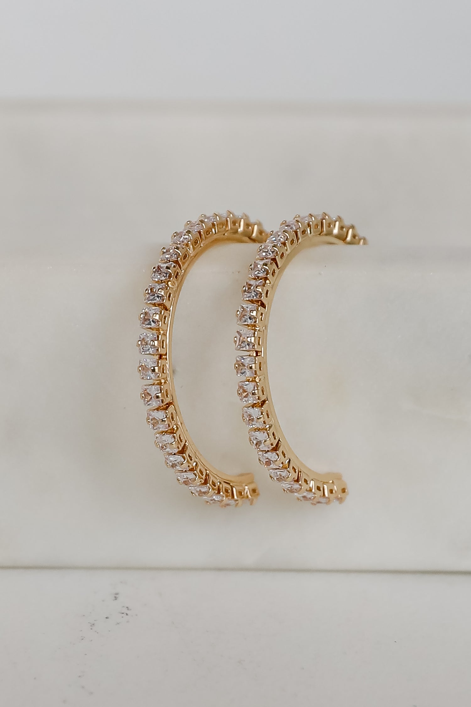 Missy Gold Rhinestone Hoop Earrings