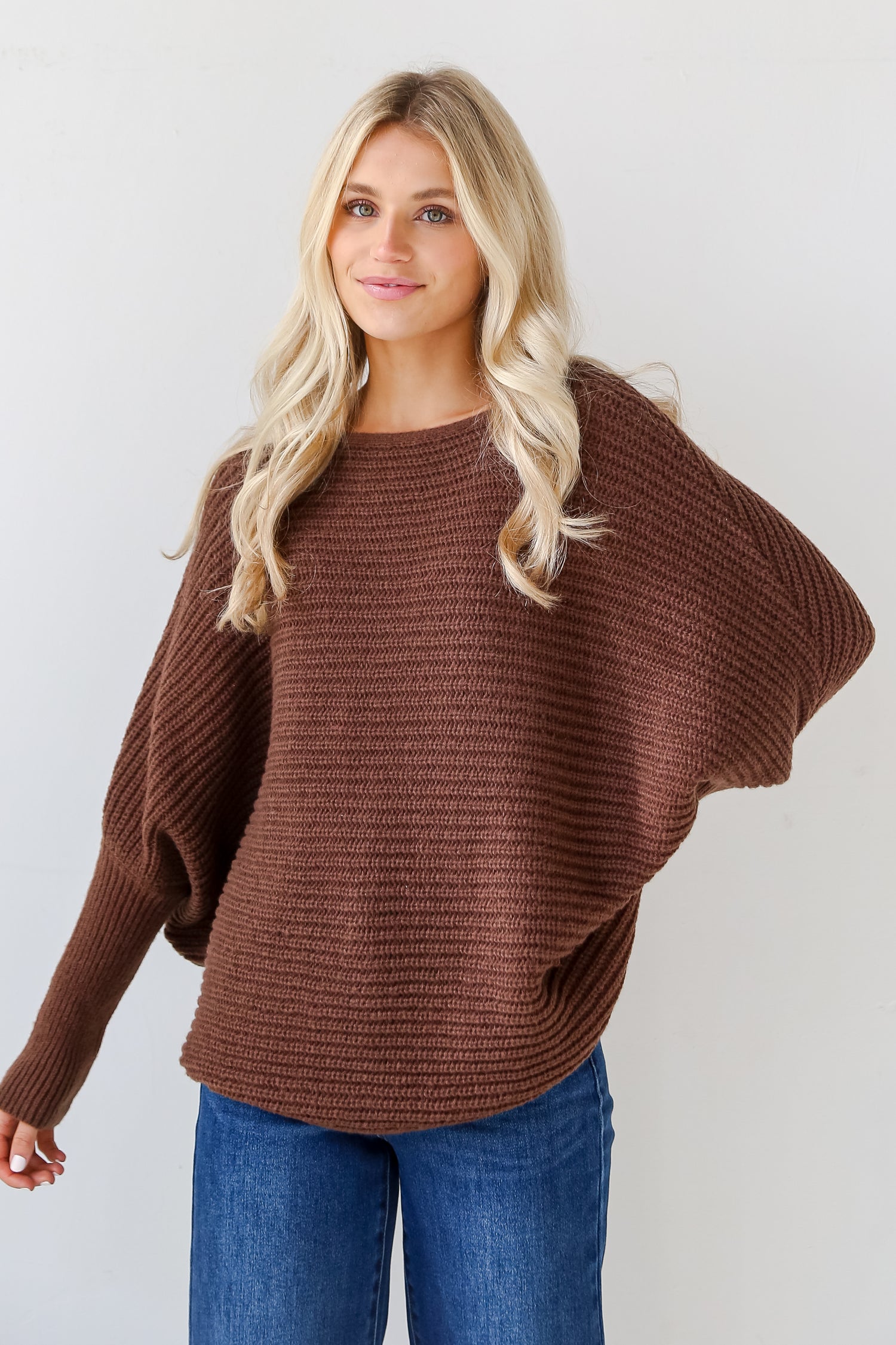 brown Oversized Sweater front view