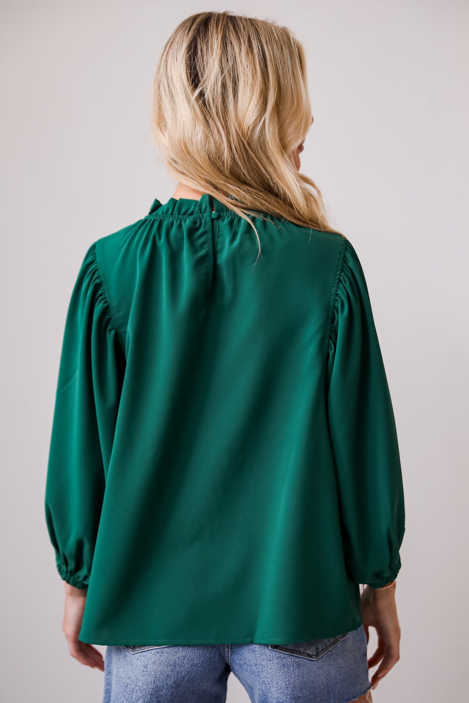 girly green Ruffle Blouse