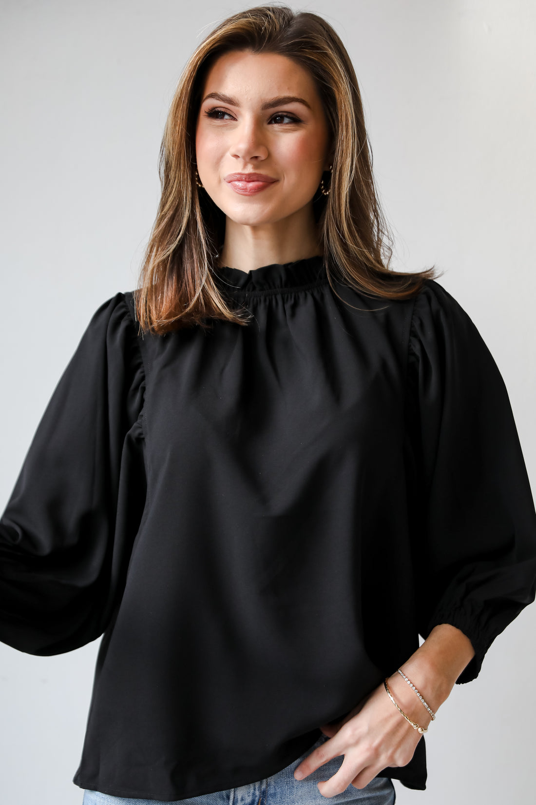 black Ruffle Blouse