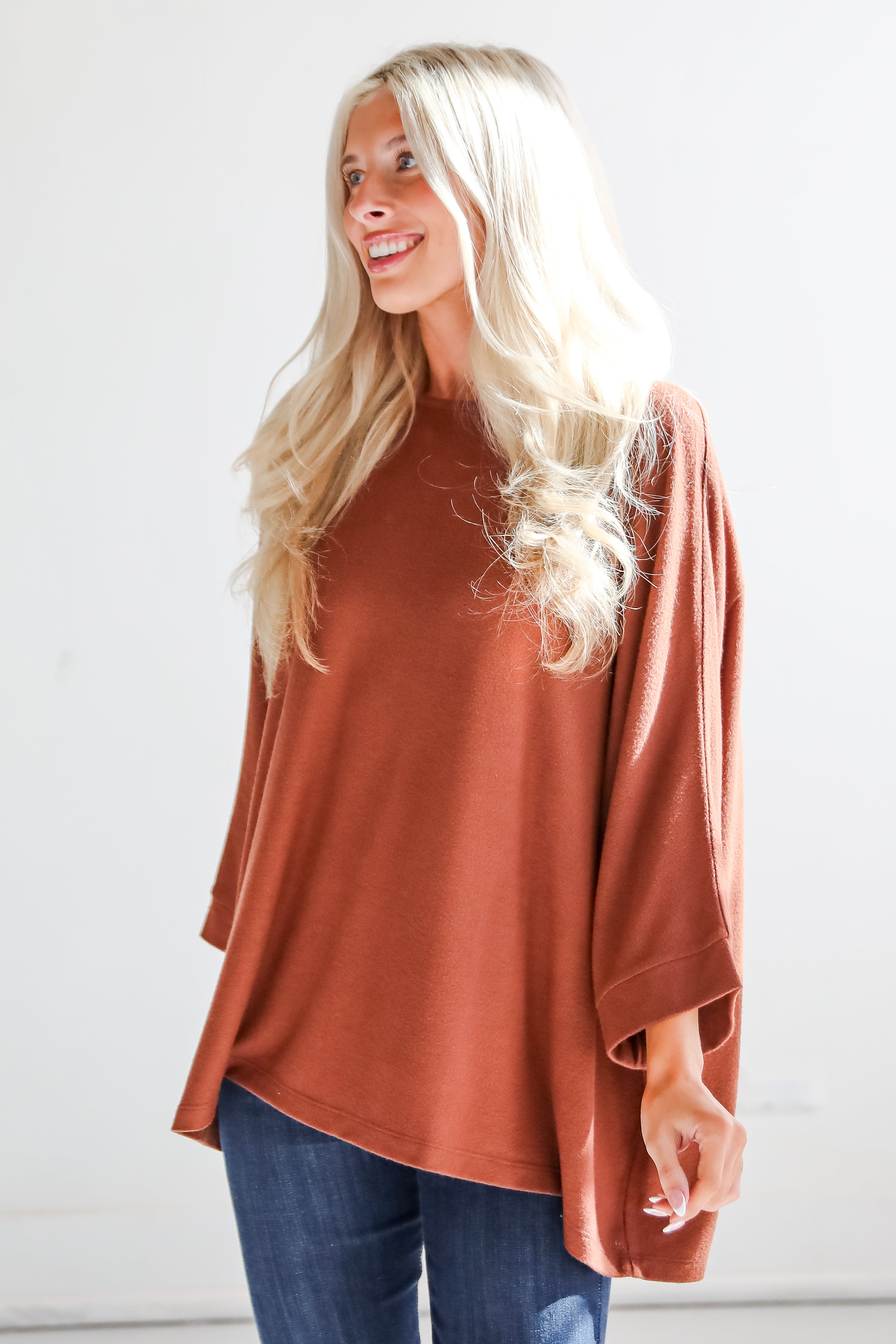 Winning Pick Oversized Brushed Knit Top