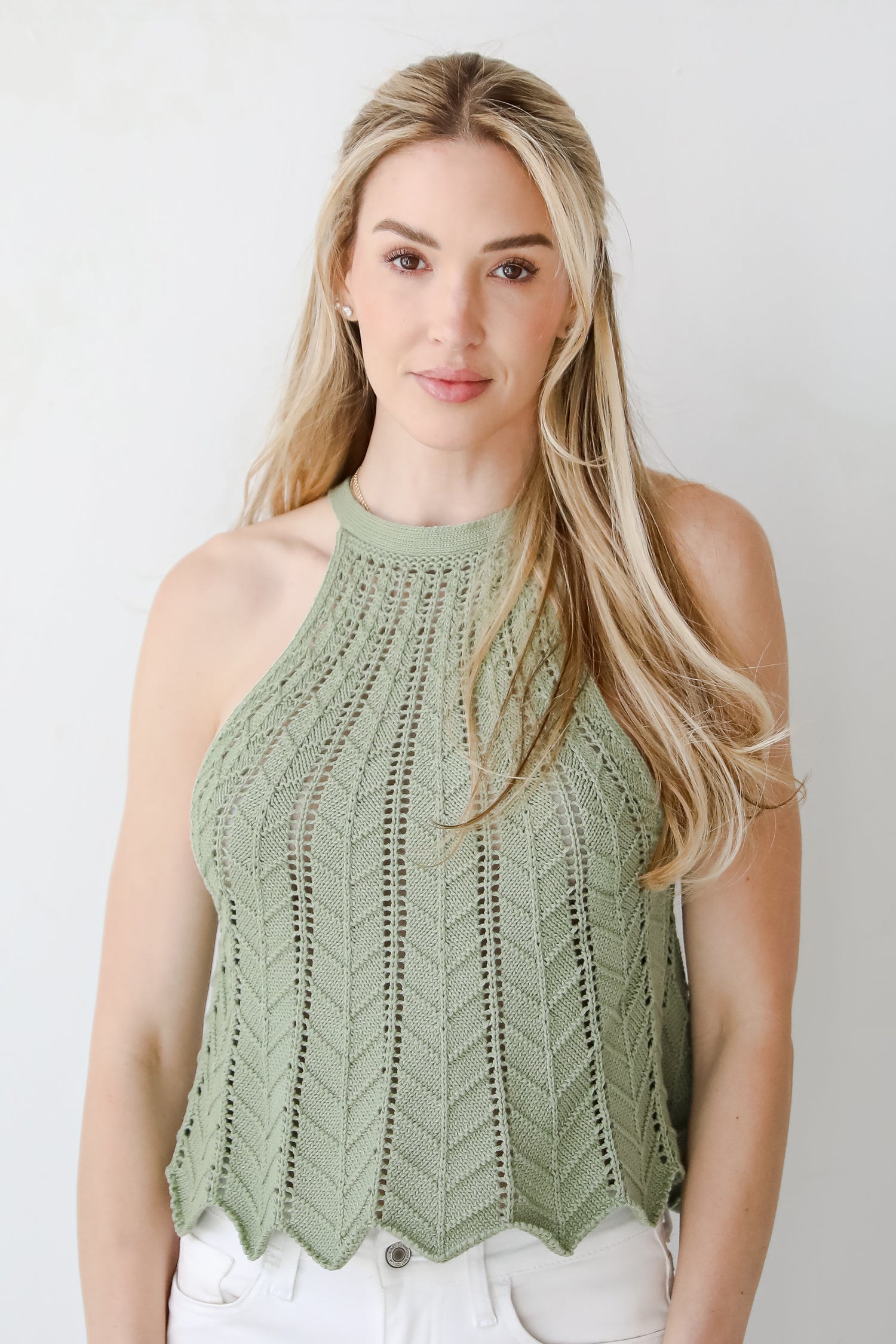 Sunshine Babe Sage Crochet Tank