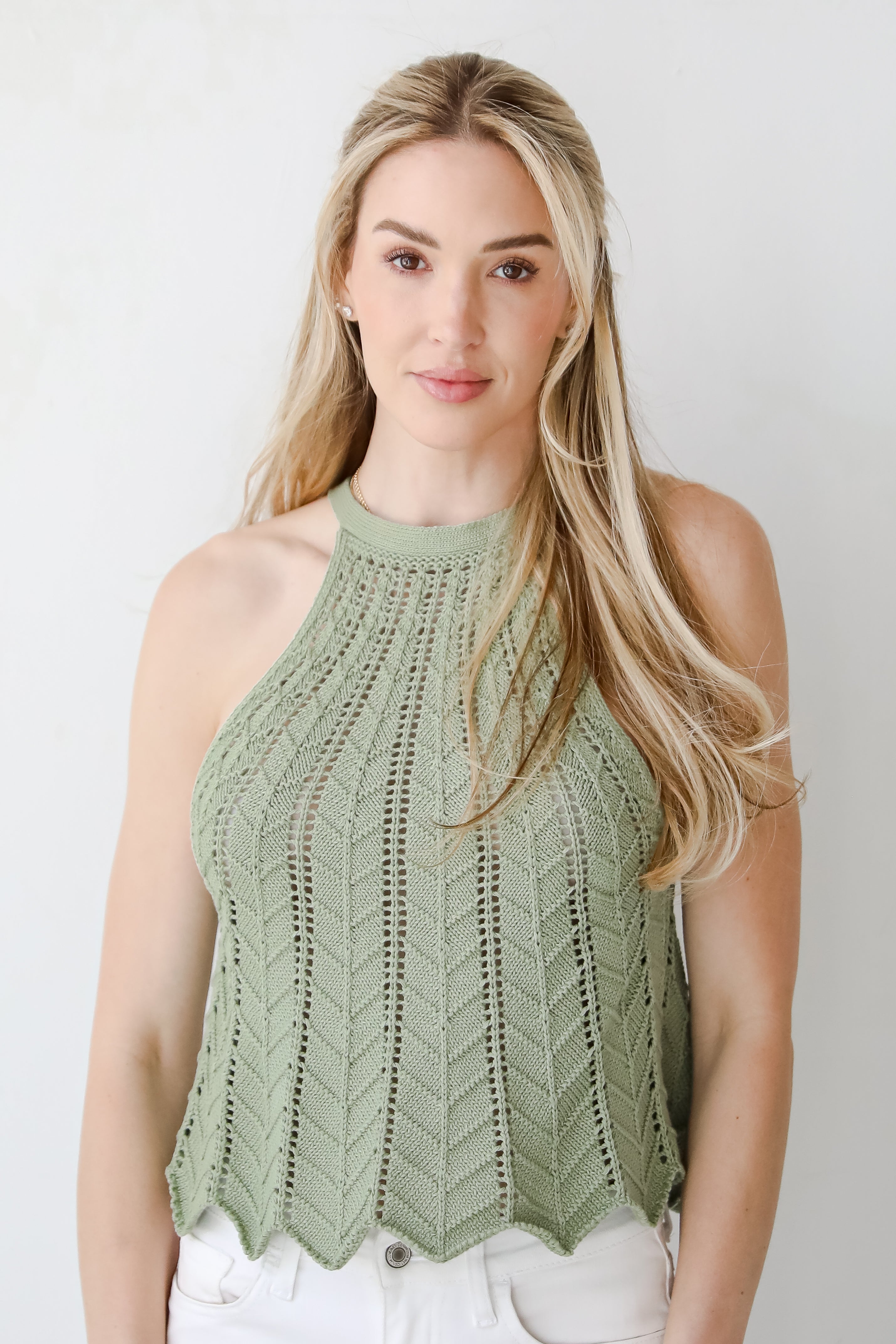 Sunshine Babe Sage Crochet Tank