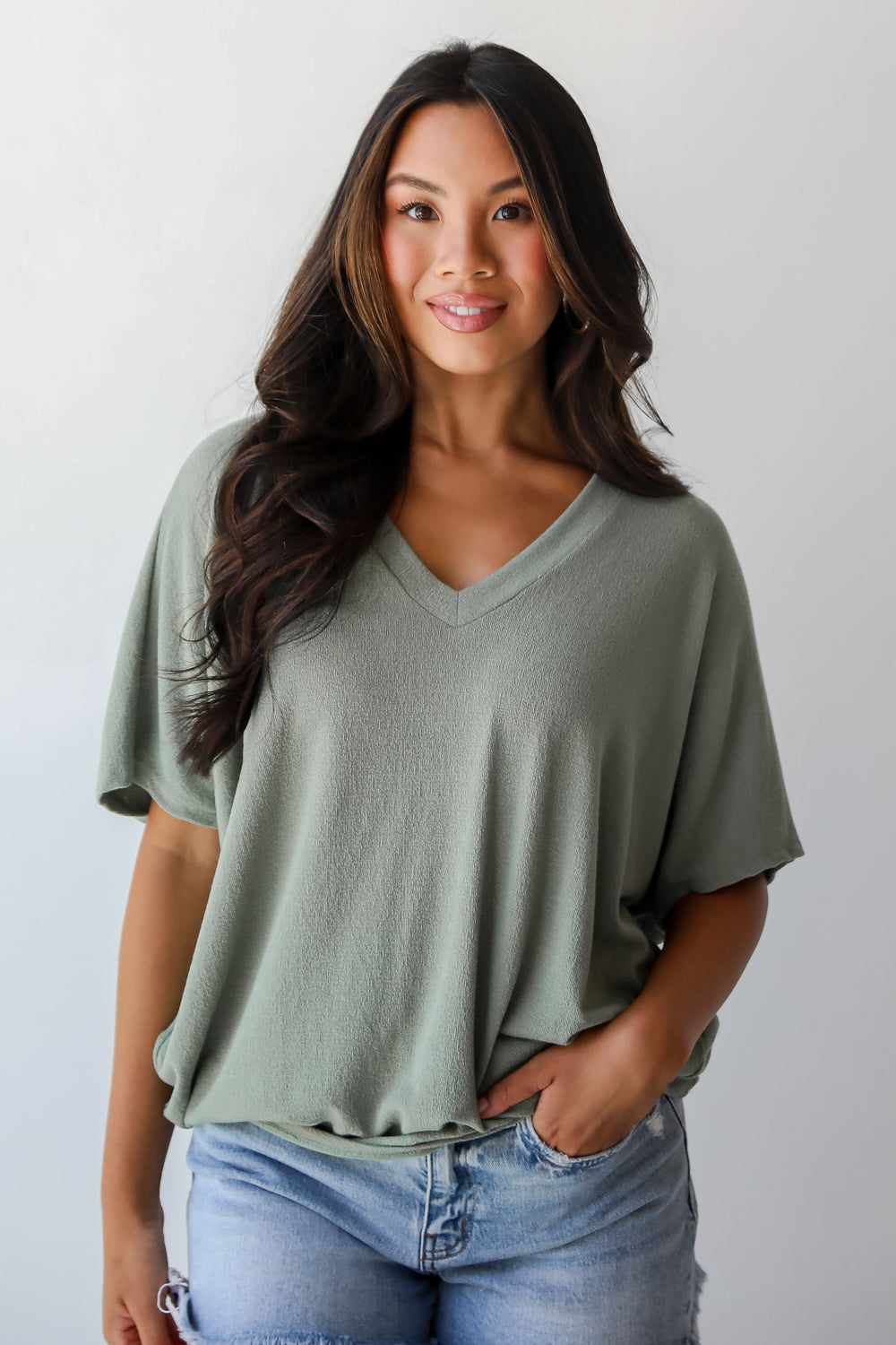 Lauren Olive Lightweight Knit Top