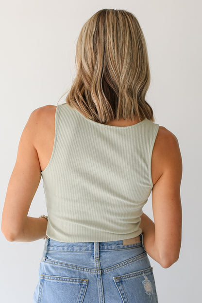 sage Ribbed Bodysuit back view