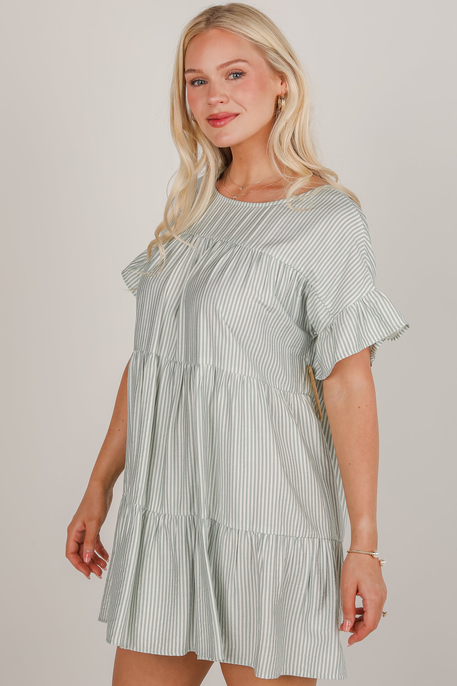 Perfect Pace Striped Tiered Mini Dress