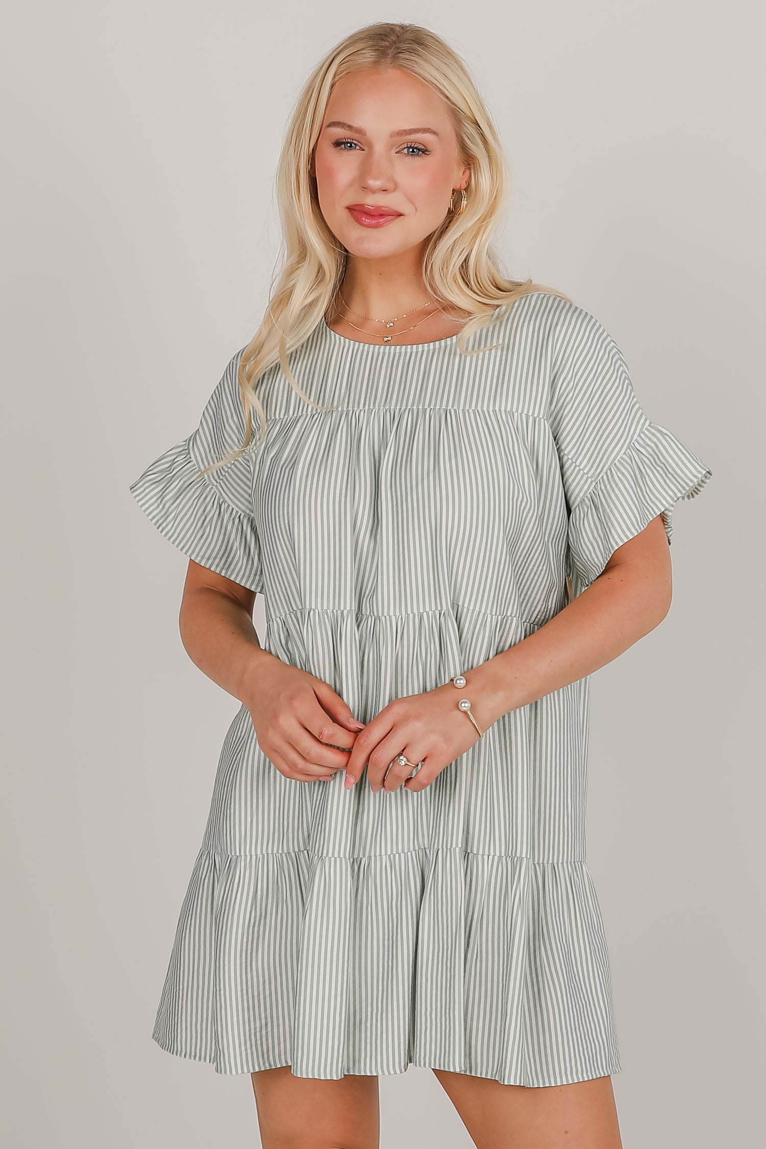 Perfect Pace Striped Tiered Mini Dress