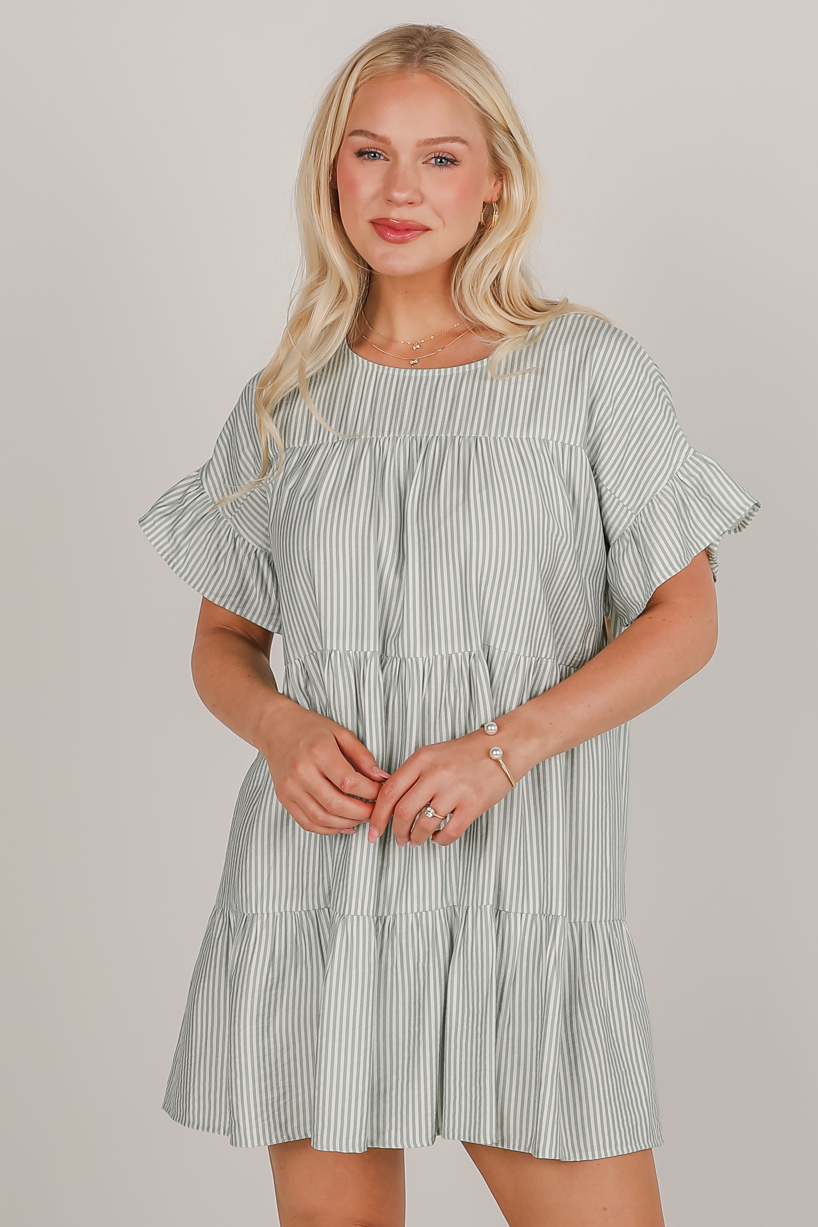 Perfect Pace Striped Tiered Mini Dress