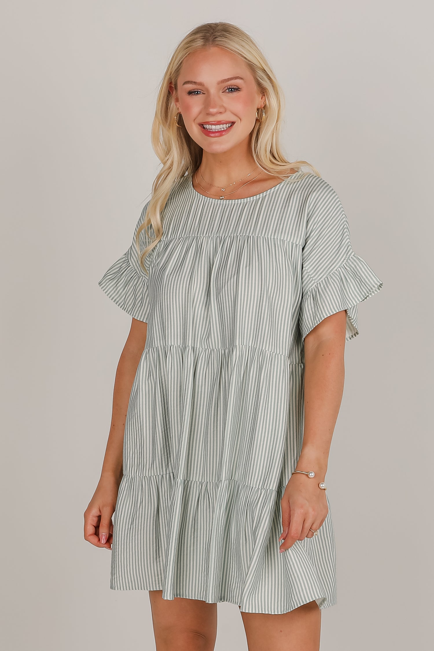 Perfect Pace Striped Tiered Mini Dress