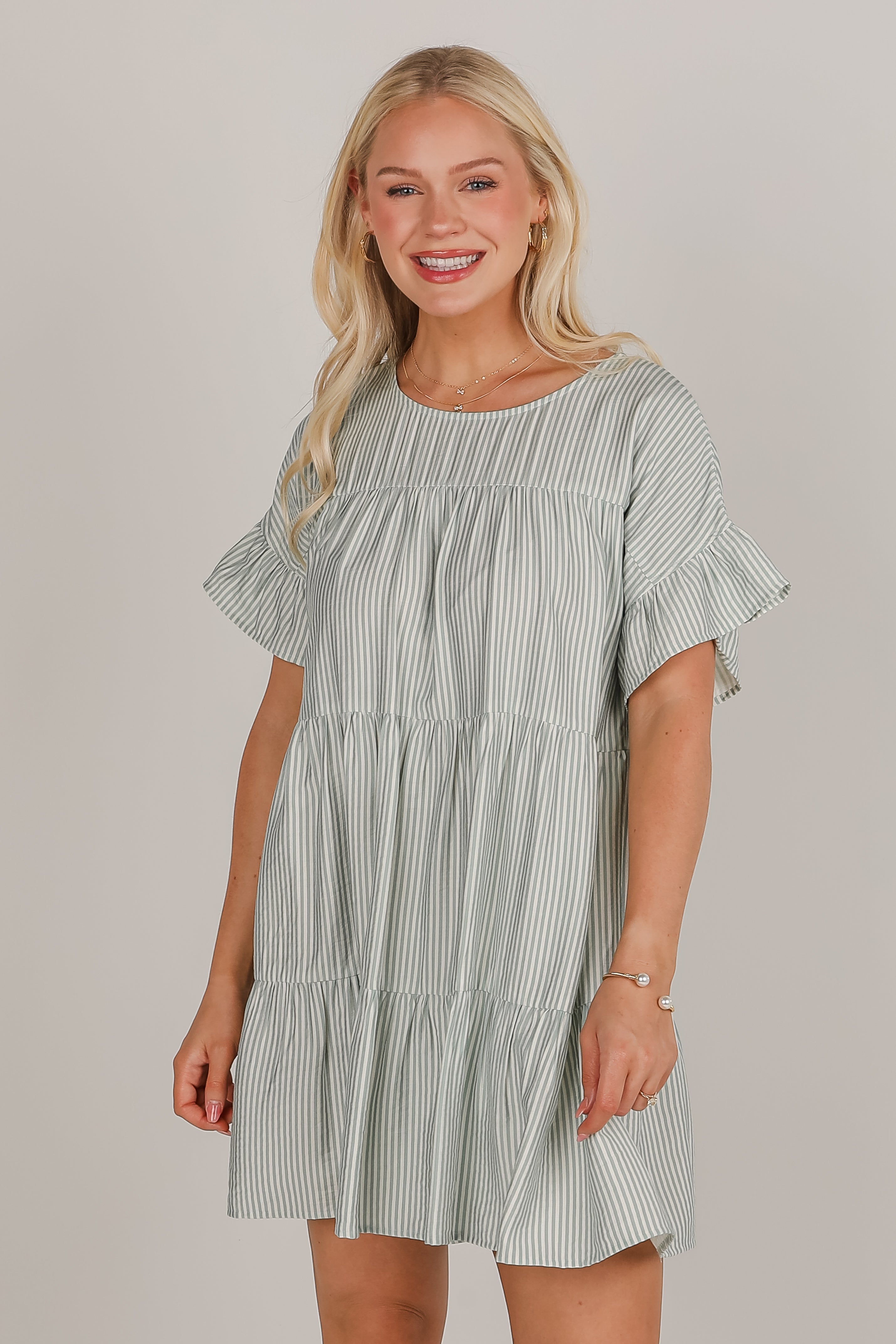 Perfect Pace Striped Tiered Mini Dress