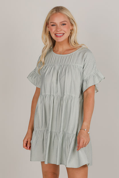 Perfect Pace Striped Tiered Mini Dress