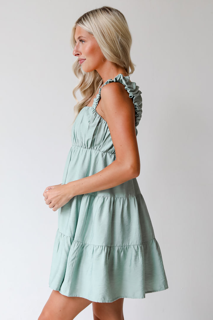Incredibly Sweet Sage Tiered Mini Dress