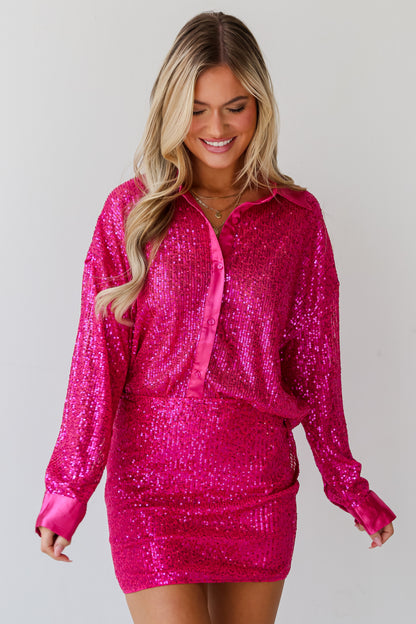 cute pink Sequin Mini Skirt