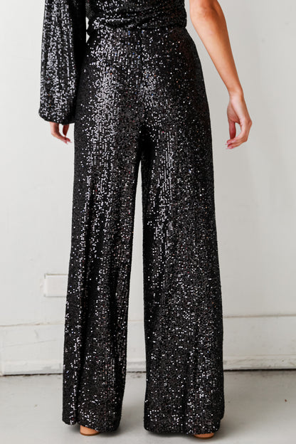 black Sequin Pants back view