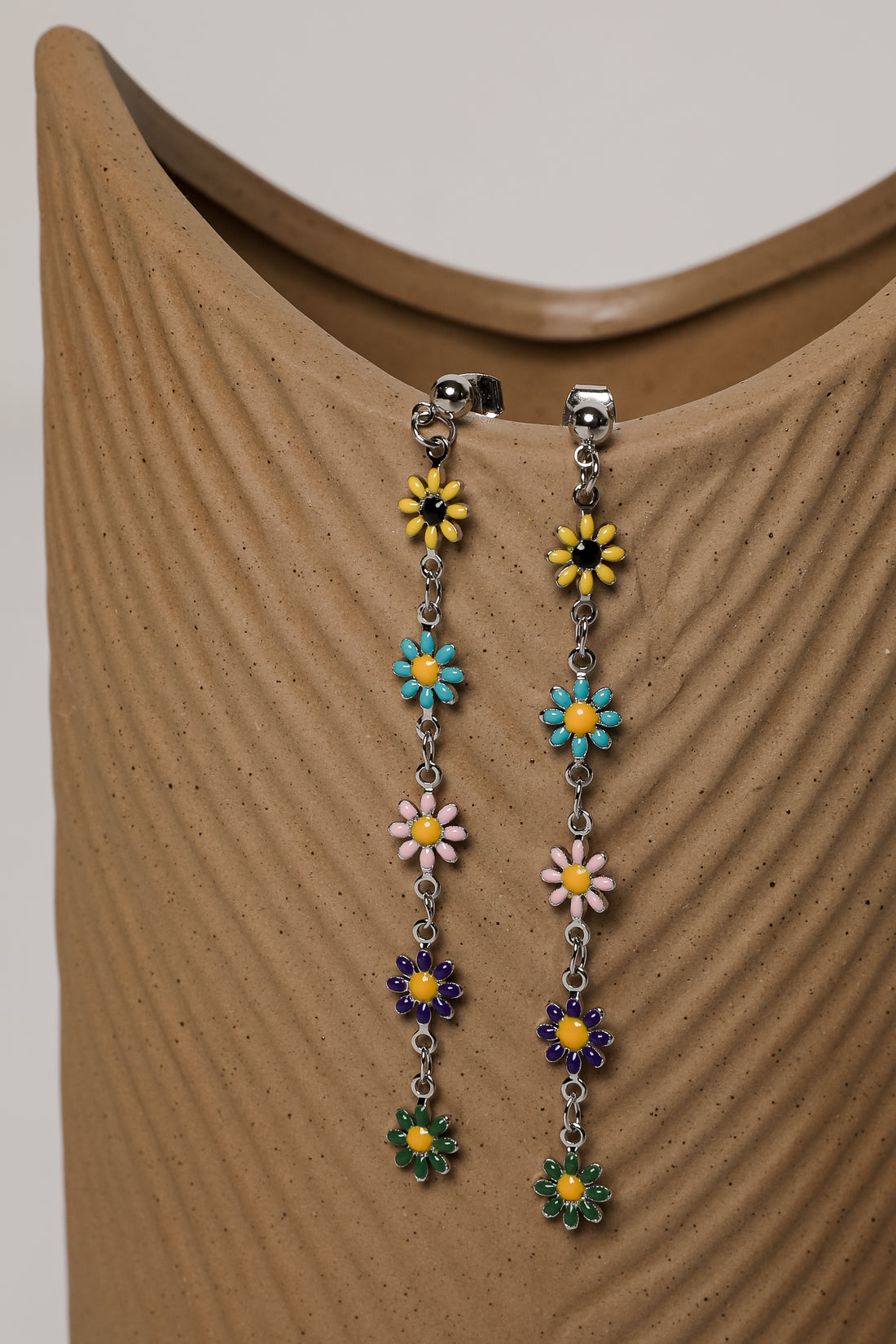 Lexi Silver Flower Drop Earrings