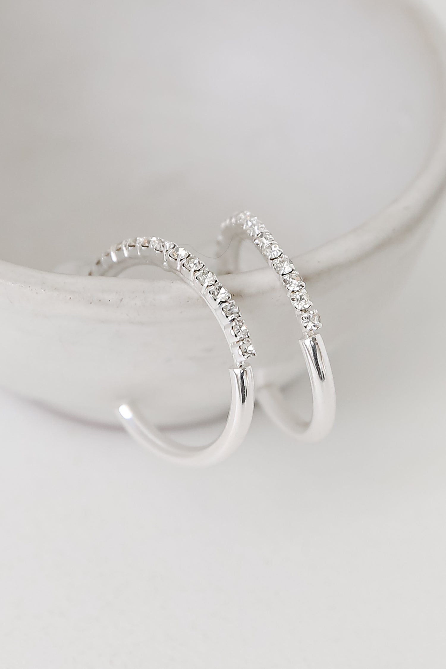 sparkly silver Rhinestone Hoop Earrings