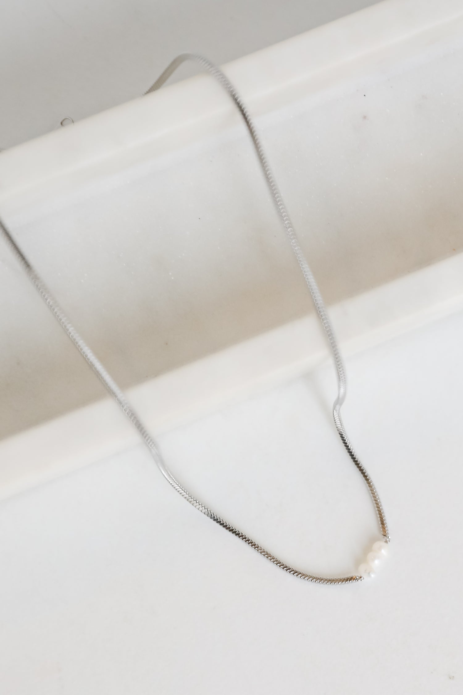 Ellie Silver Pearl Charm Necklace