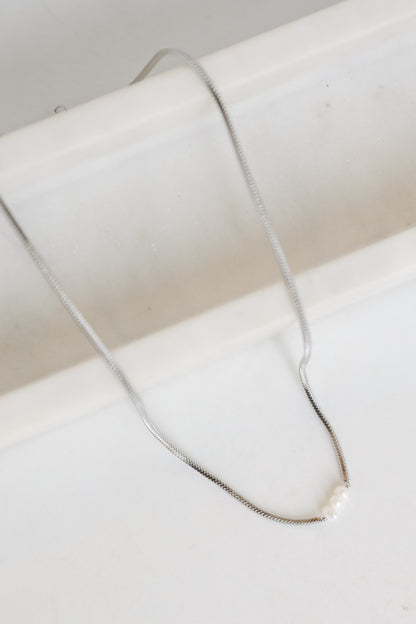 Ellie Silver Pearl Charm Necklace