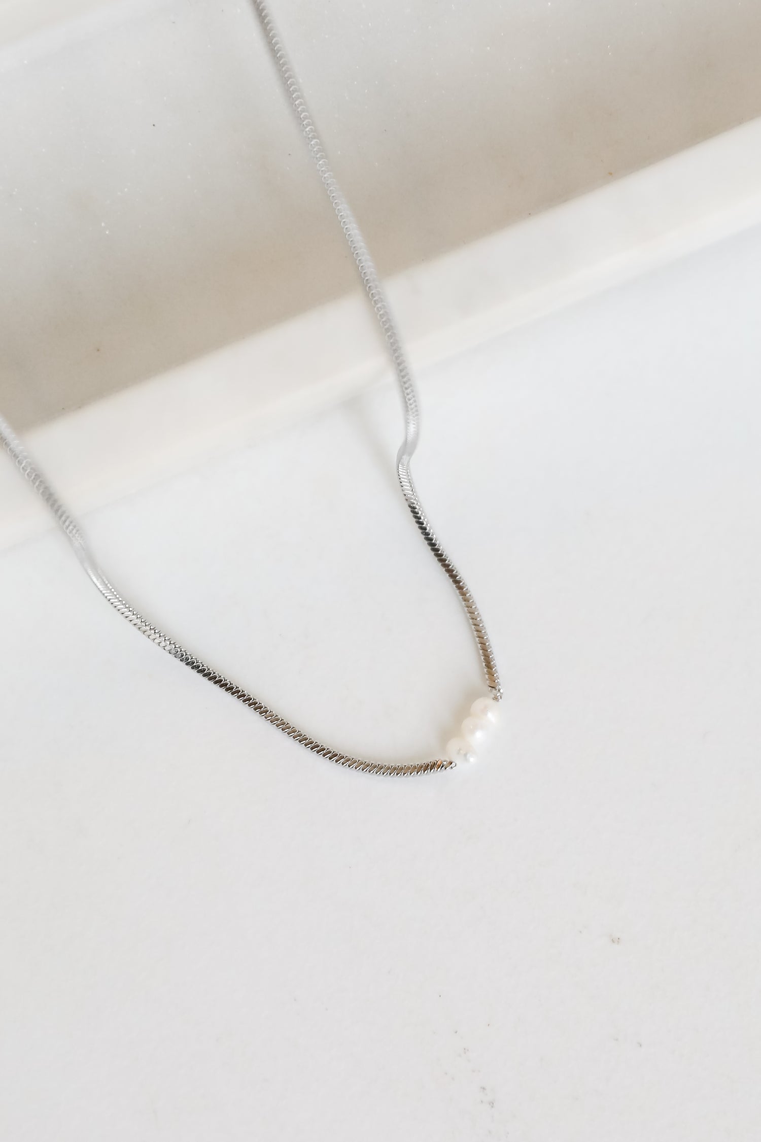 Ellie Silver Pearl Charm Necklace