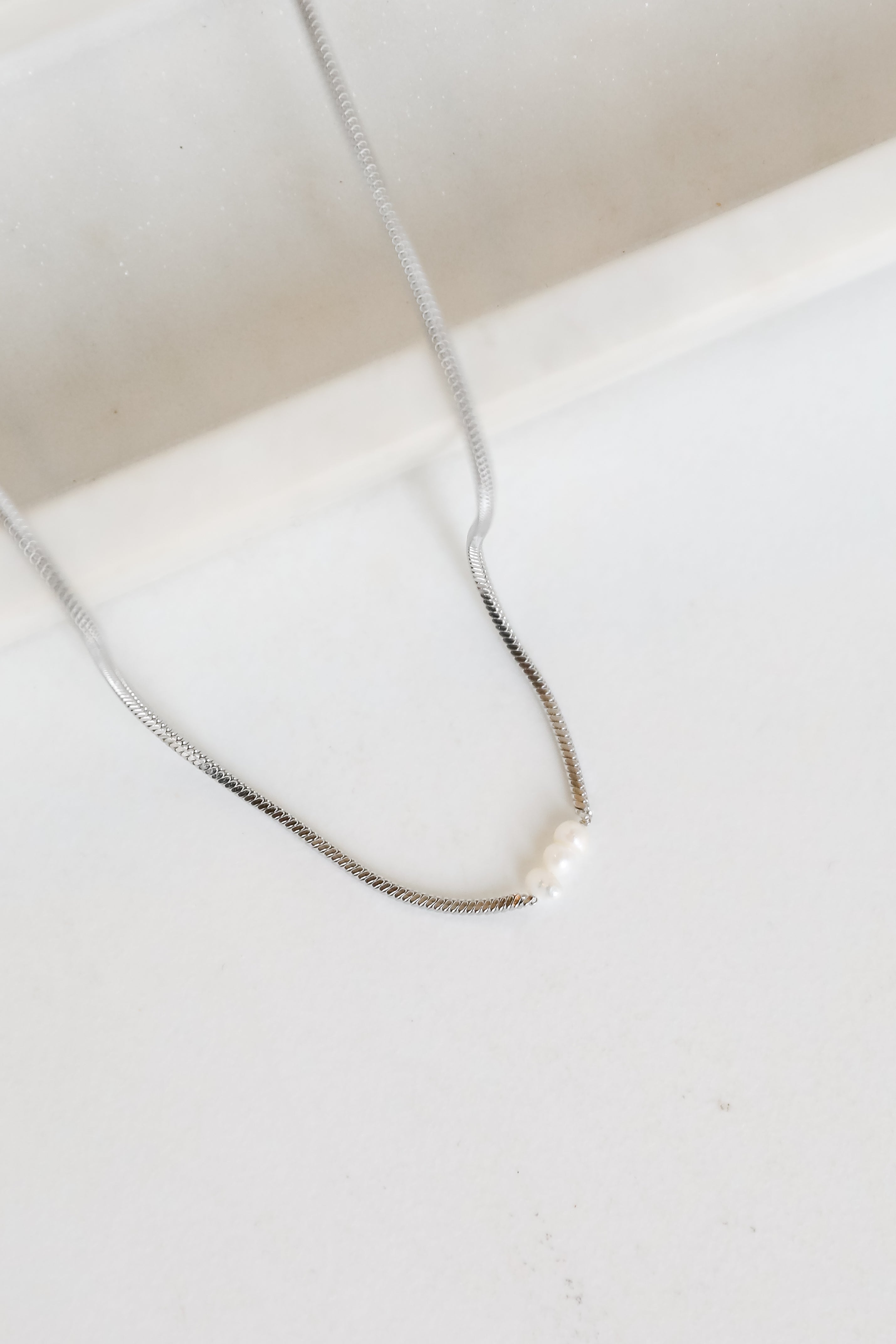 Ellie Silver Pearl Charm Necklace