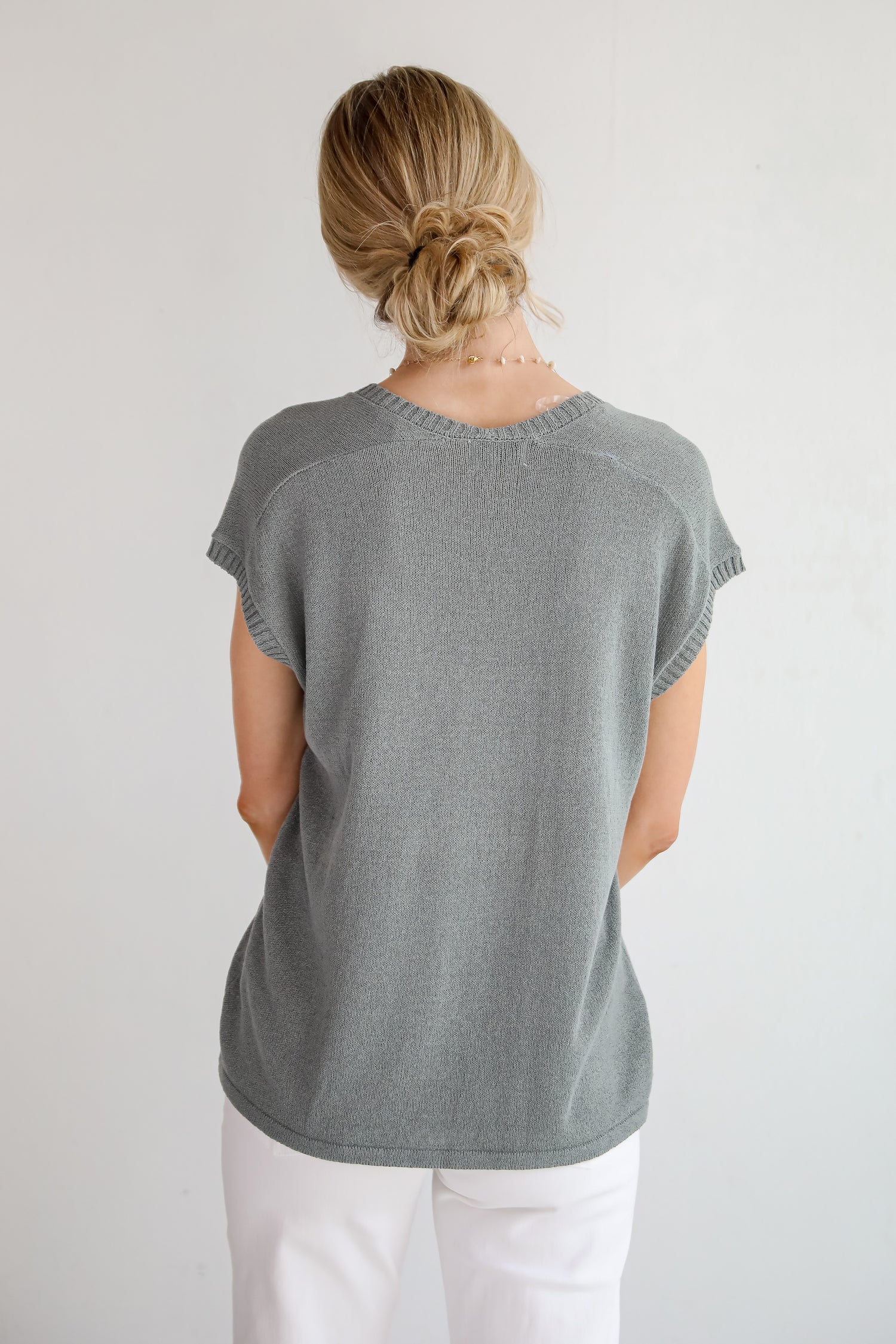 Not Too Late Slate Lightweight Knit Top