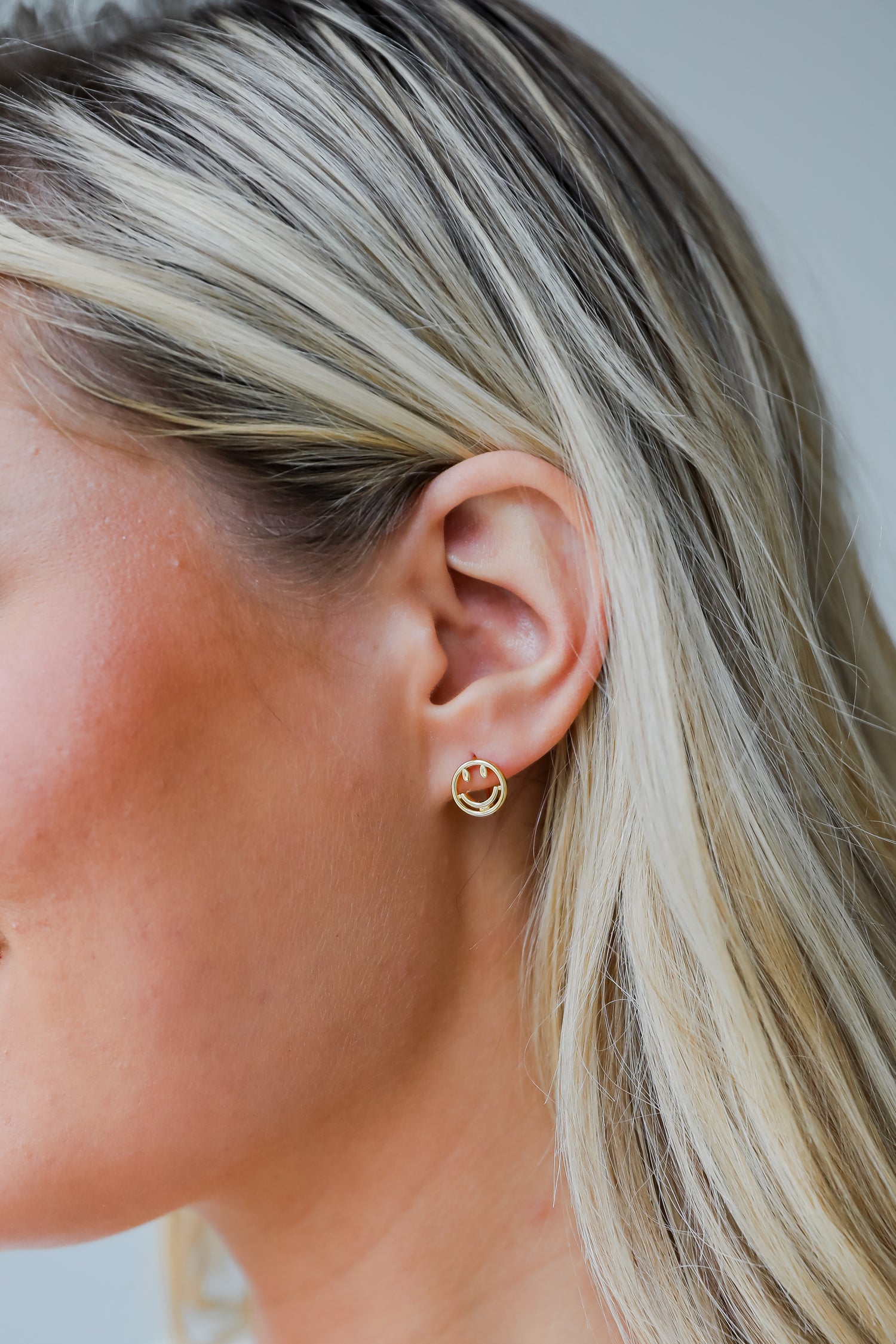 Gold Smiley Face Earrings