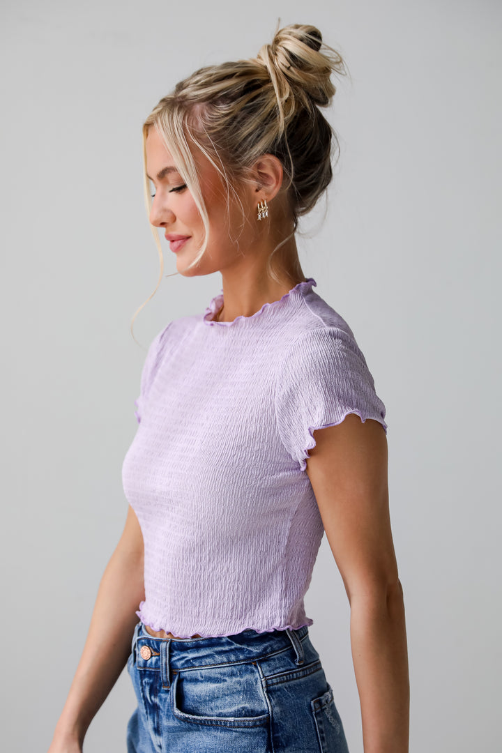 lavender Smocked Crop Top for women