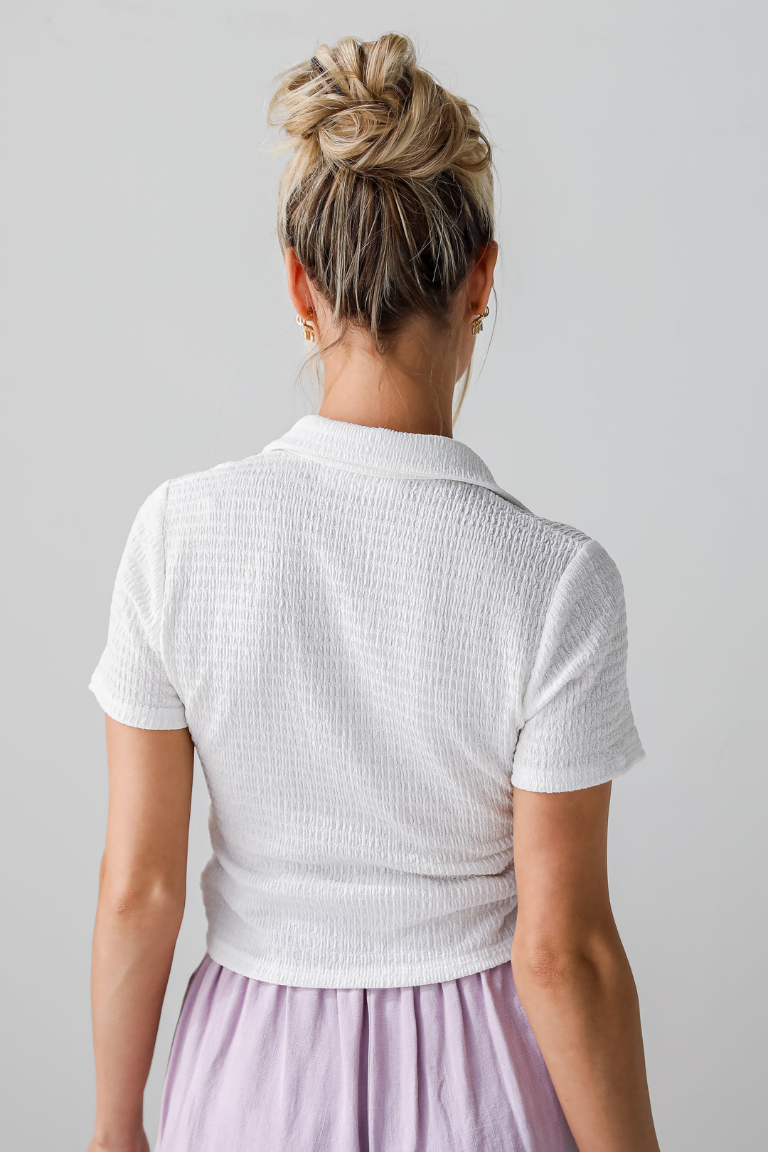 white smocked top