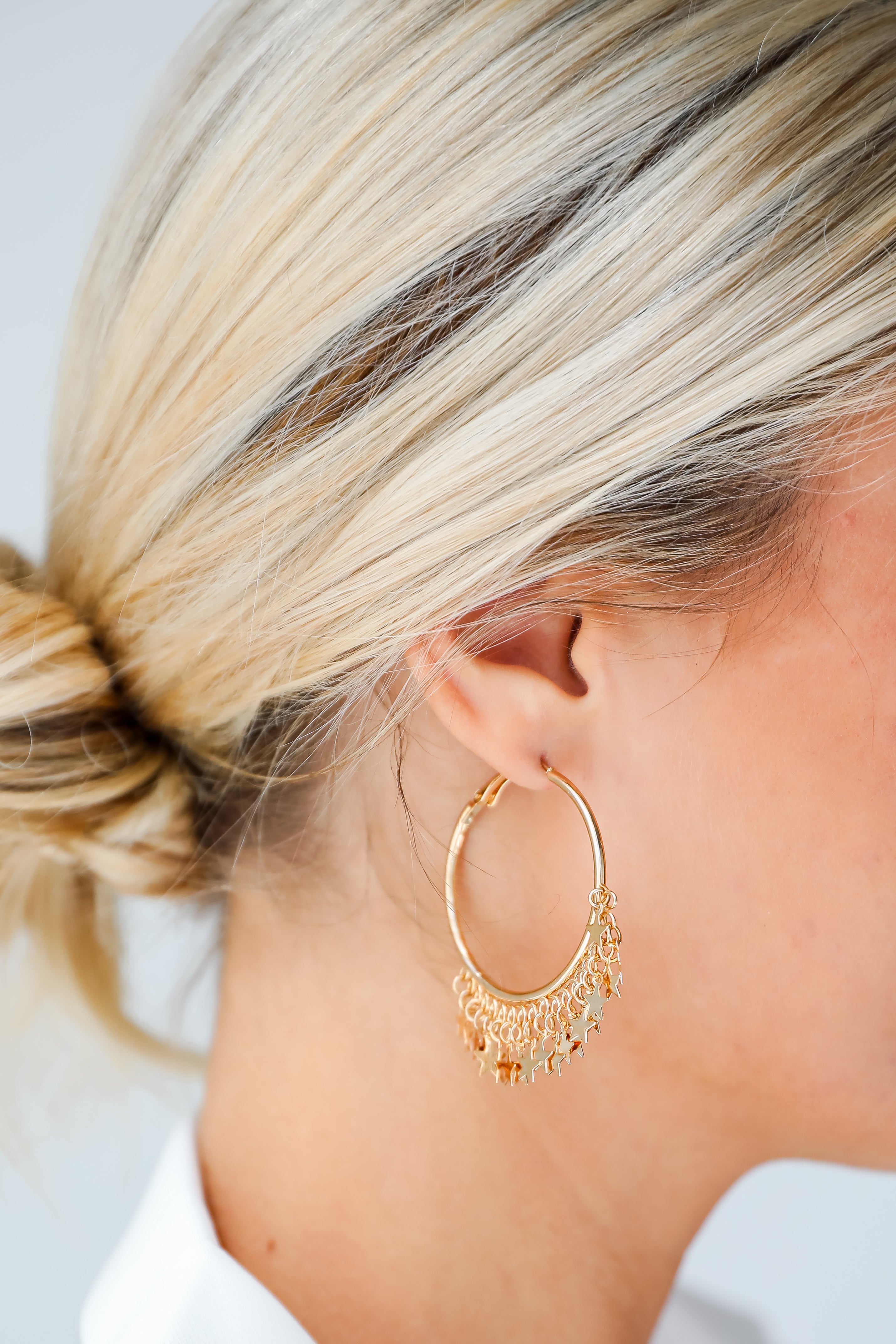 Maddy Gold Star Charm Hoop Earrings