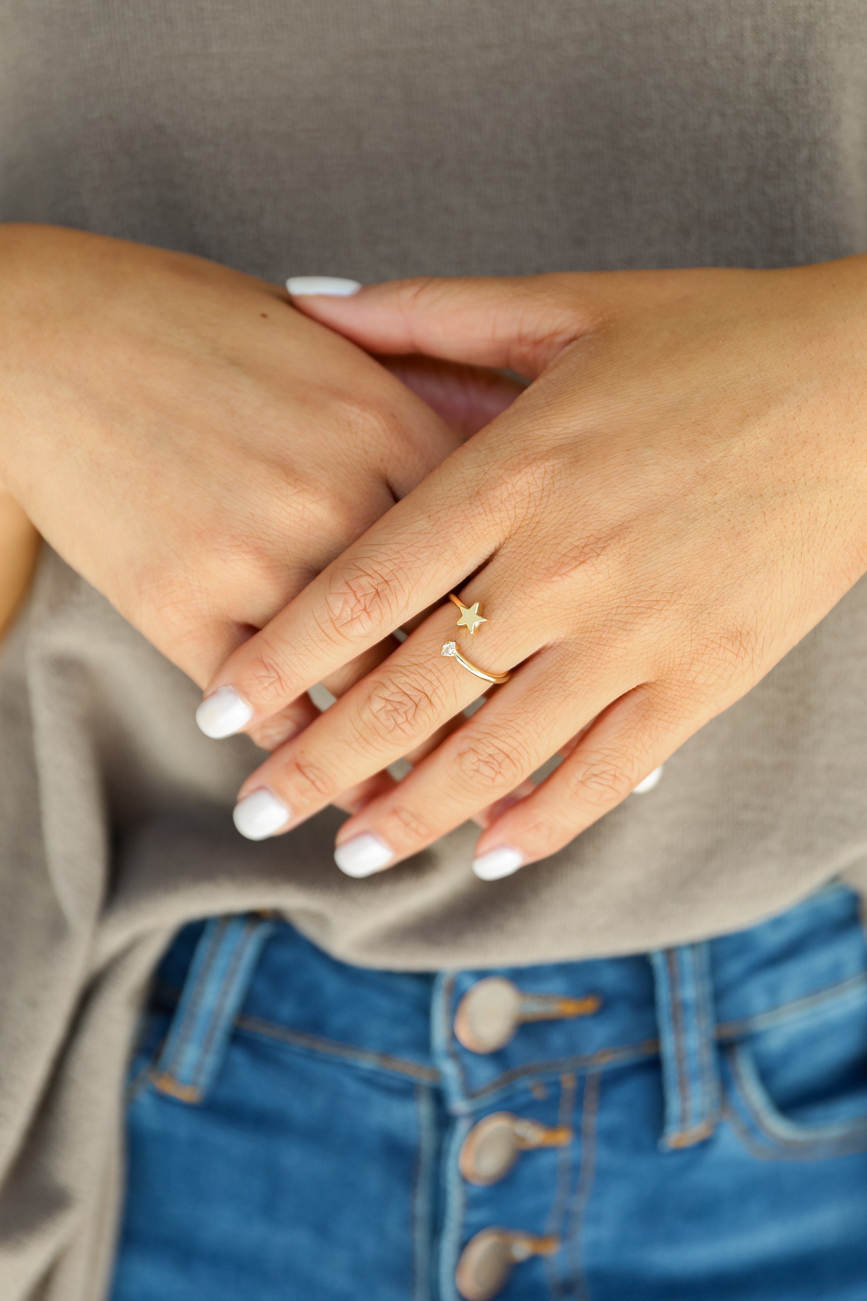 model wearing a Rhinestone Star Ring