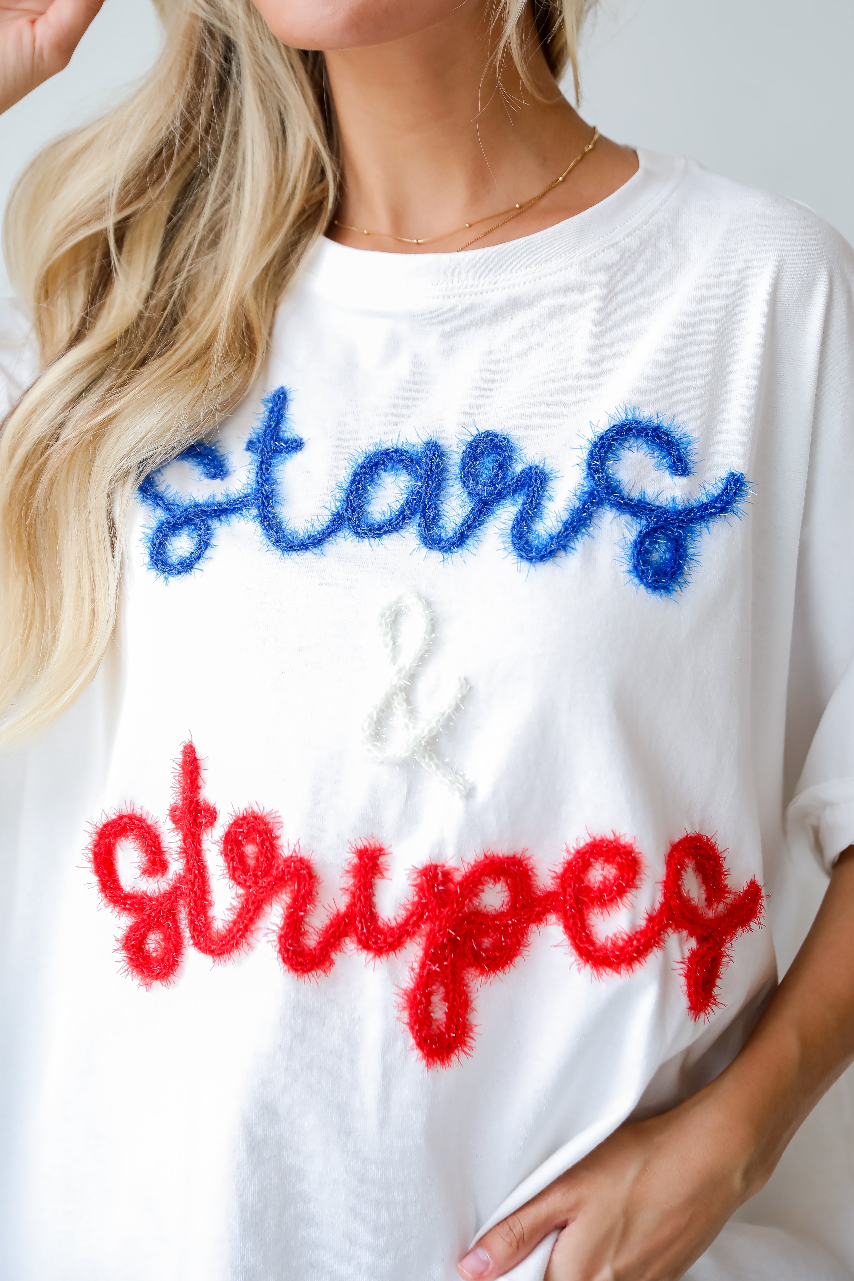 Stars &amp; Stripes Metallic Letter Tee