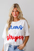 Stars & Stripes Metallic Letter Tee