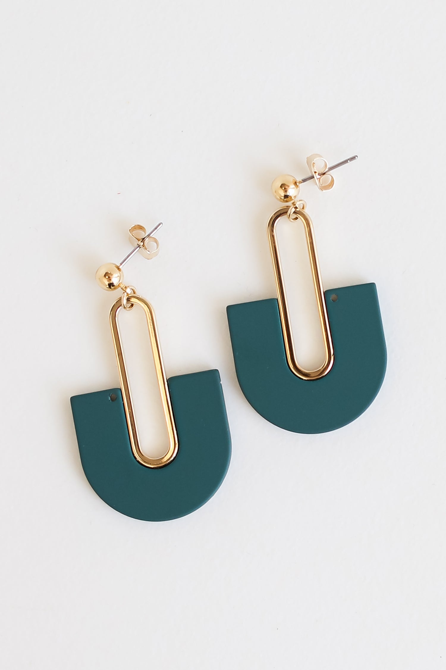 blue Acrylic Statement Earrings flat lay