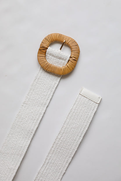 On Island Time White Straw Belt womens belts