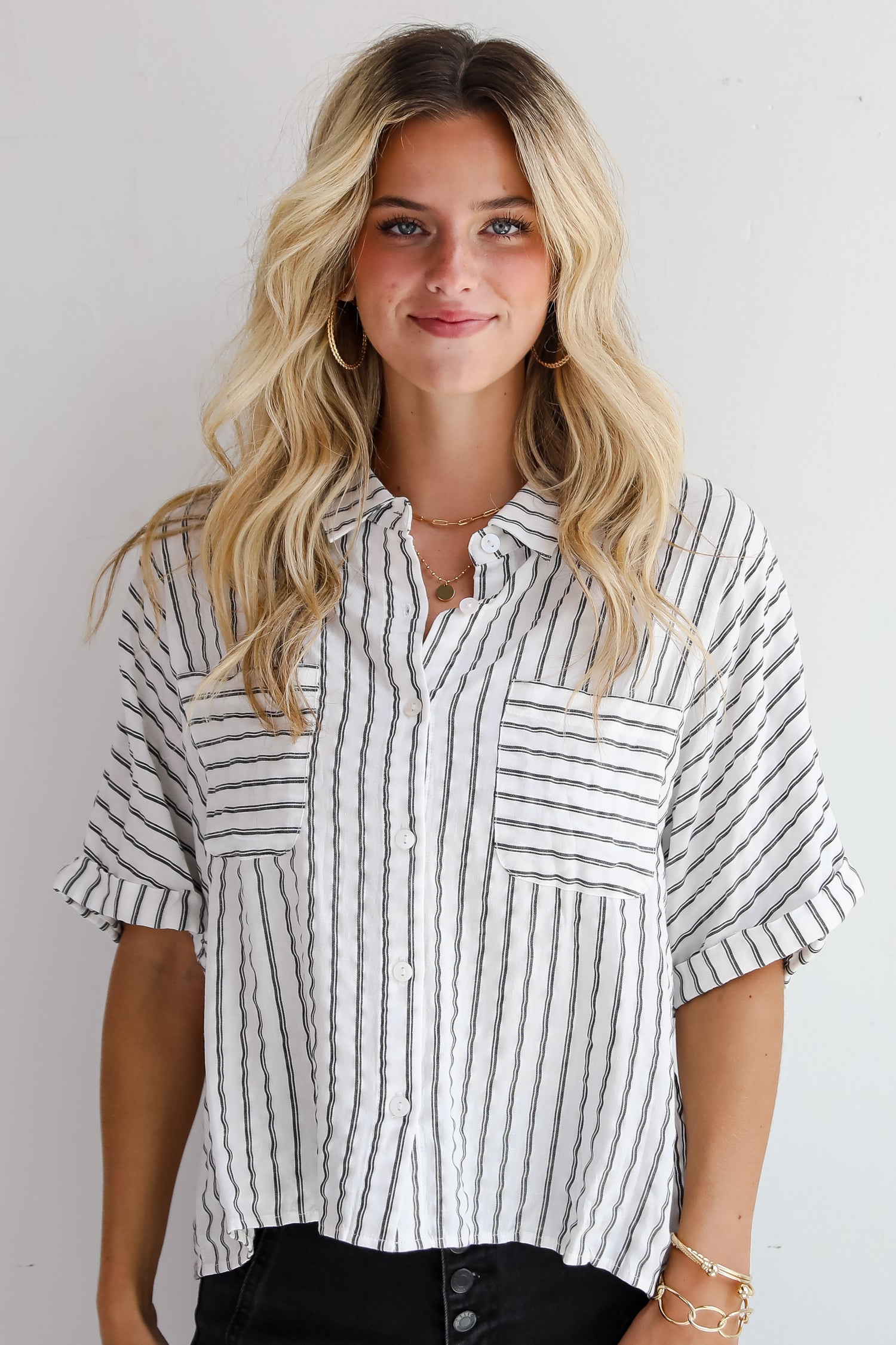 Ultra Darling White Striped Blouse