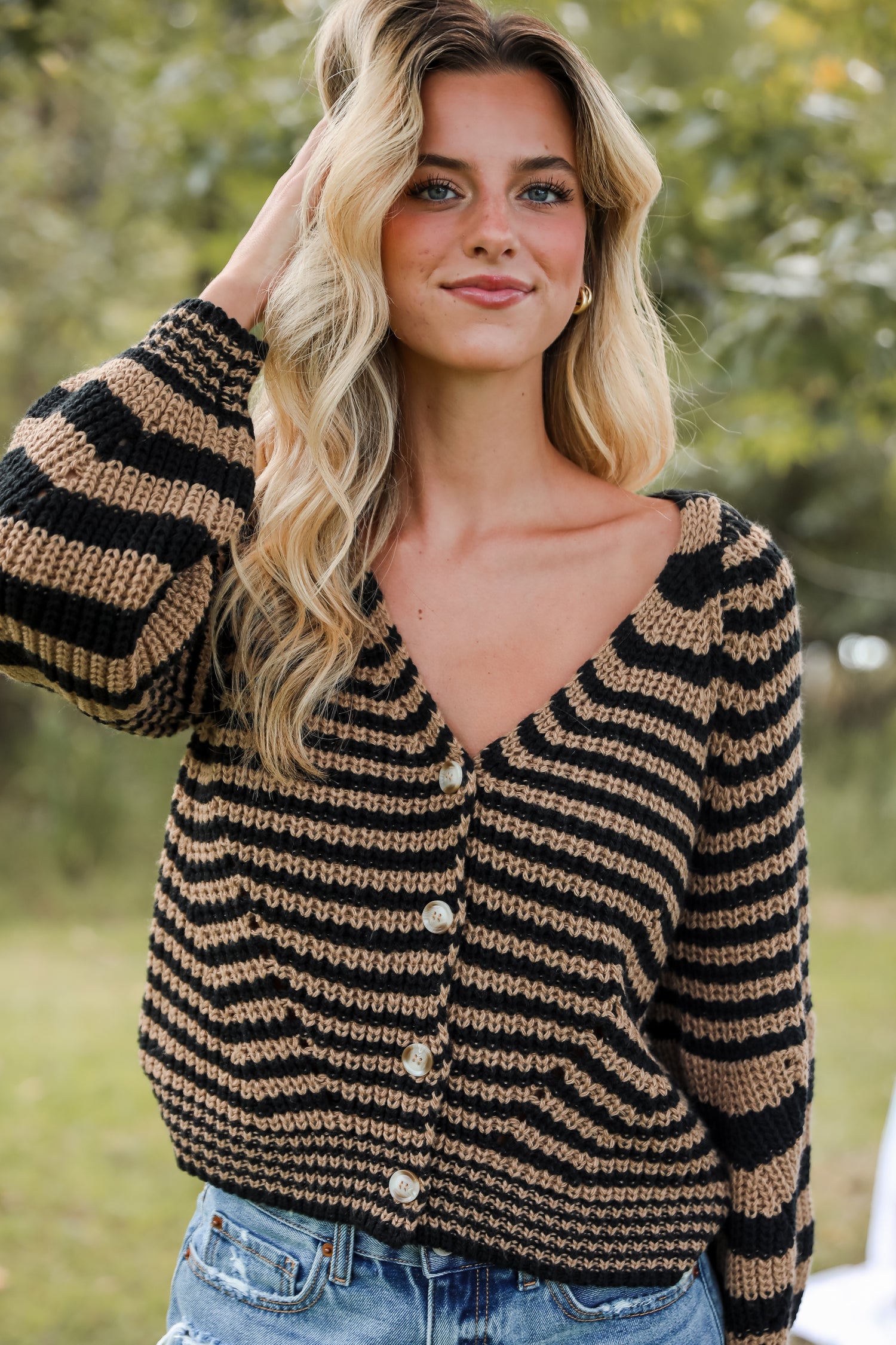 Snuggly Weather Striped Sweater Cardigan