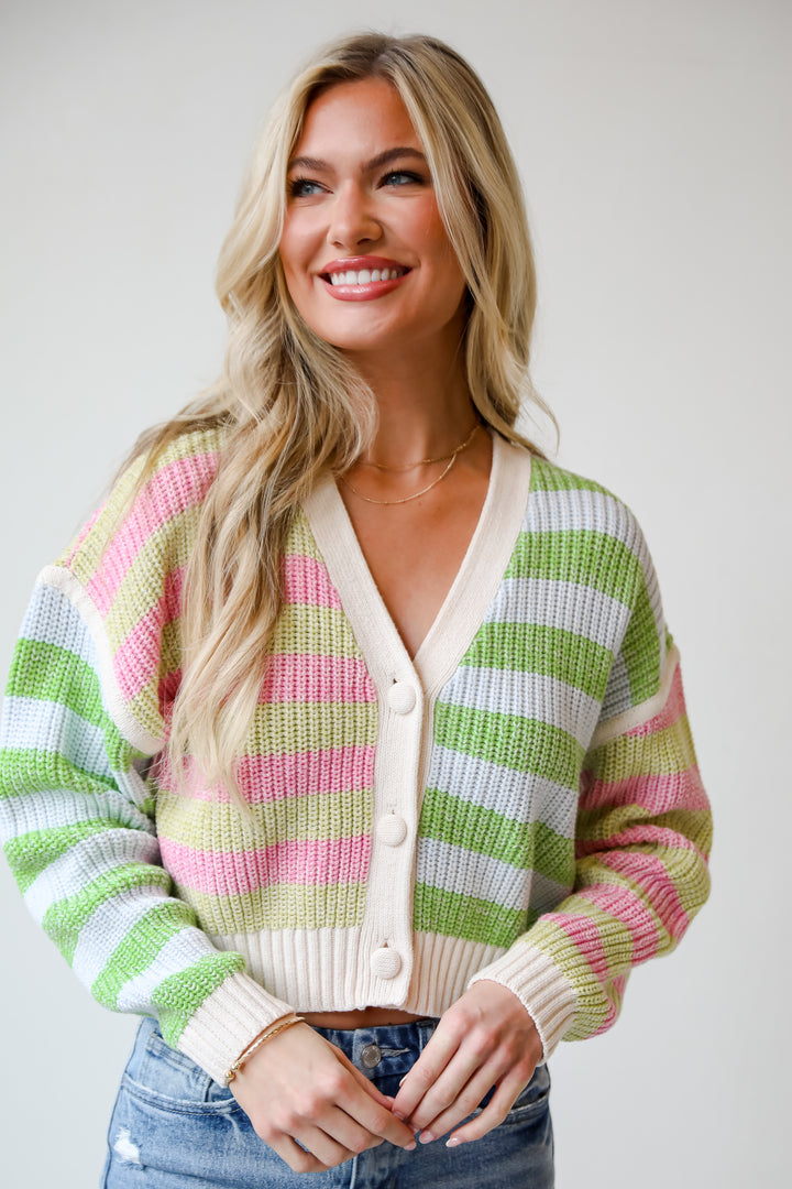 Striped Color Block Knit Cardigan