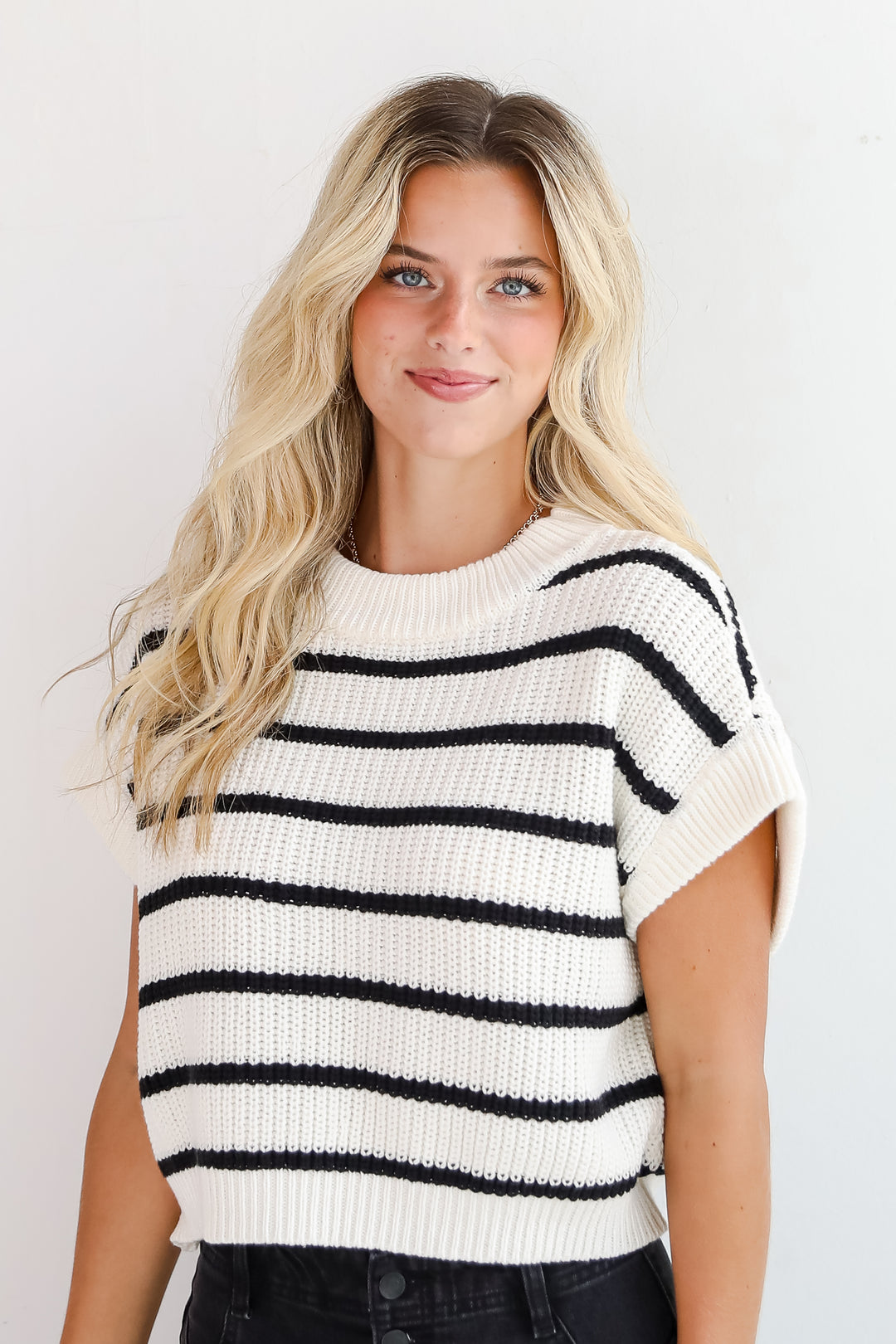 Covetable Simplicity Cream Striped Sweater Top