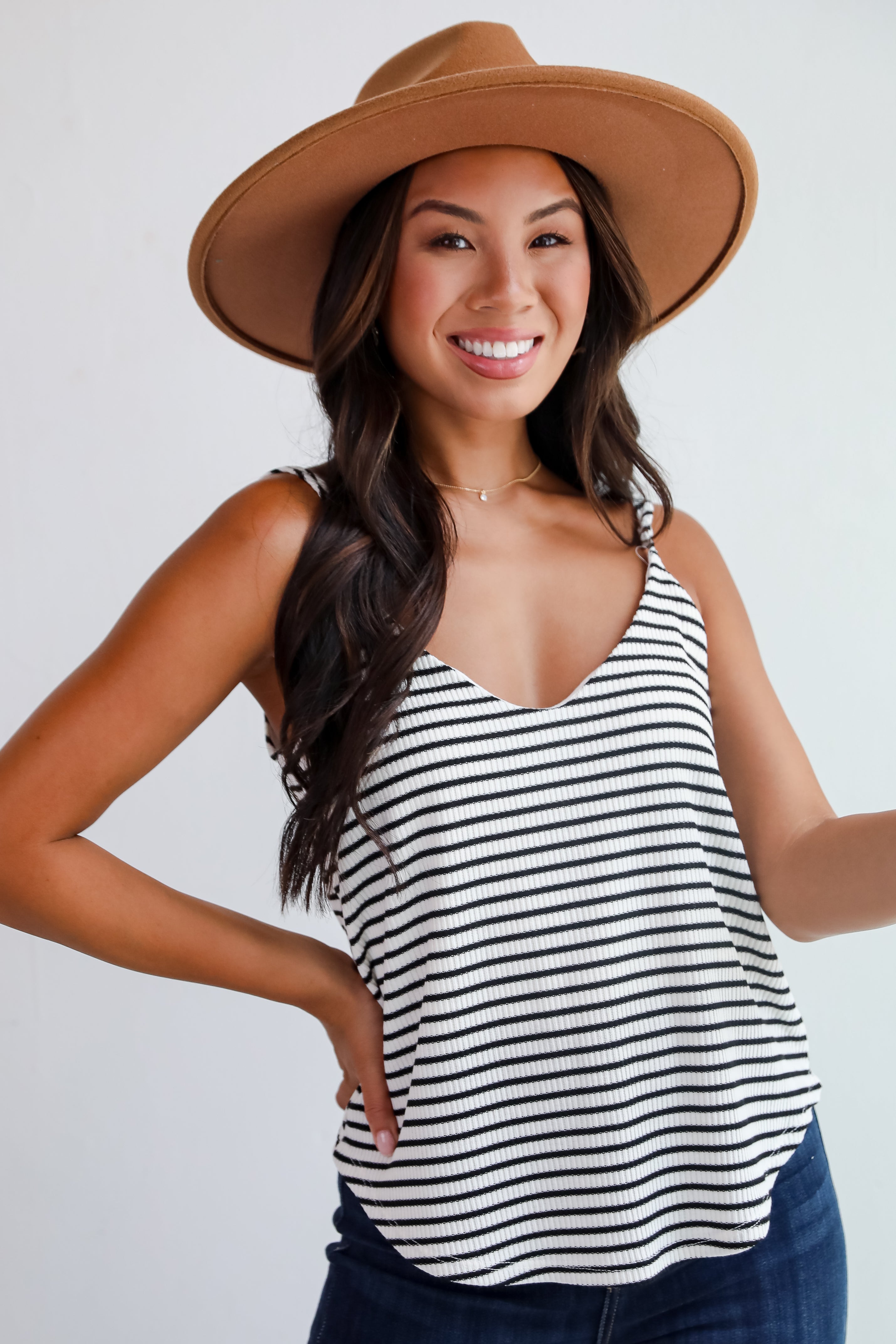 Envied Comfort Ivory Striped Knit Tank