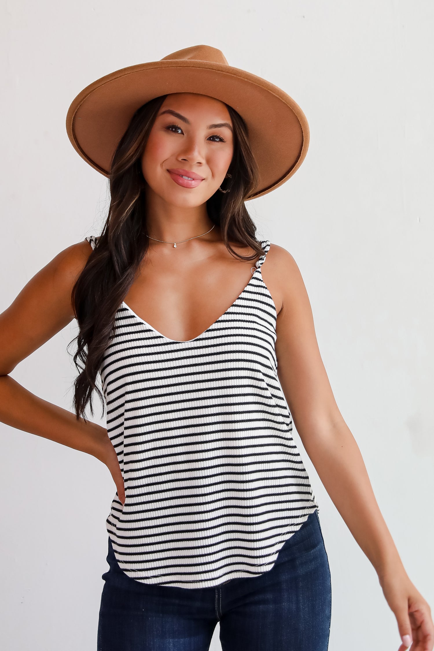 Envied Comfort Ivory Striped Knit Tank