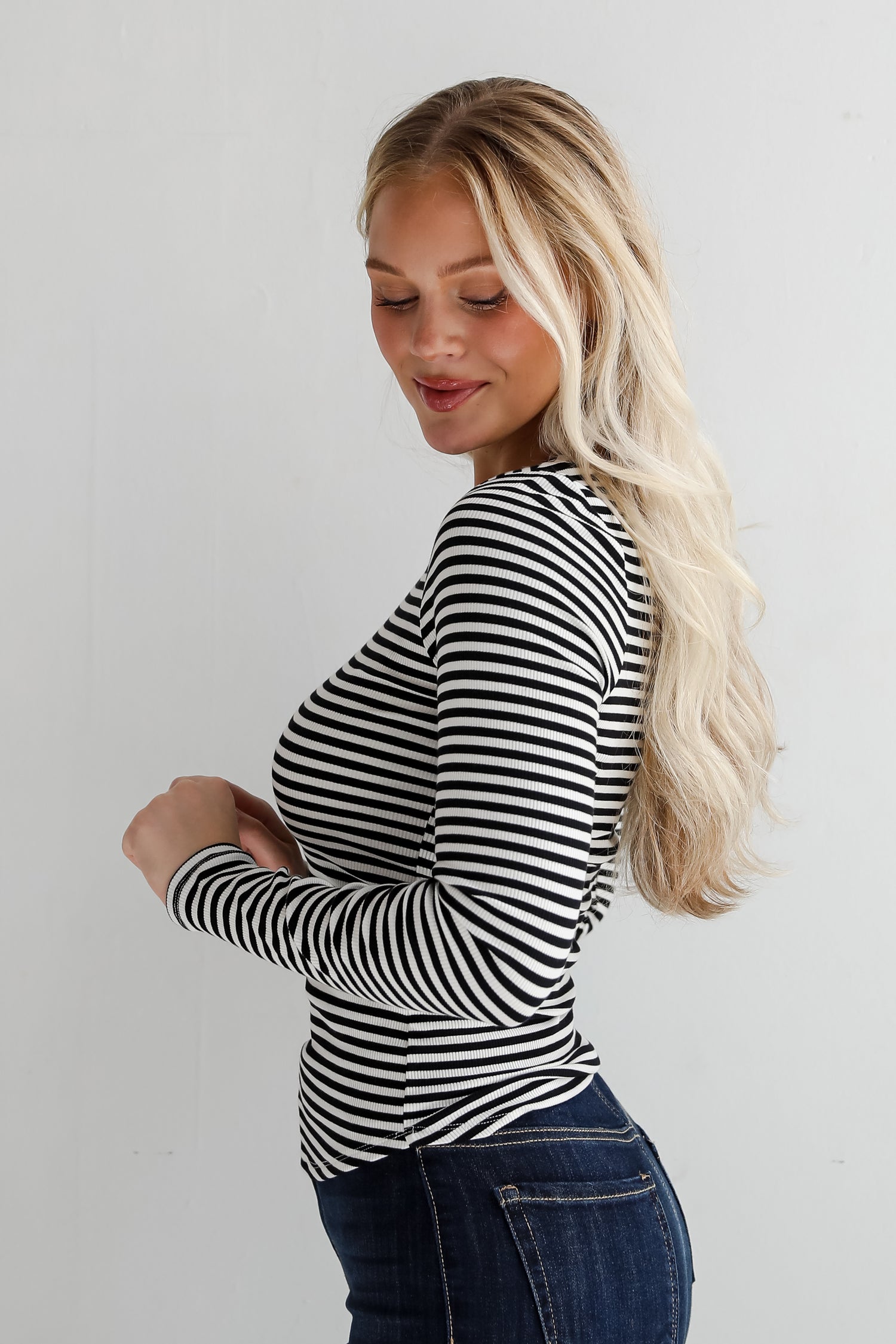 Ashley Striped Ribbed Knit Top