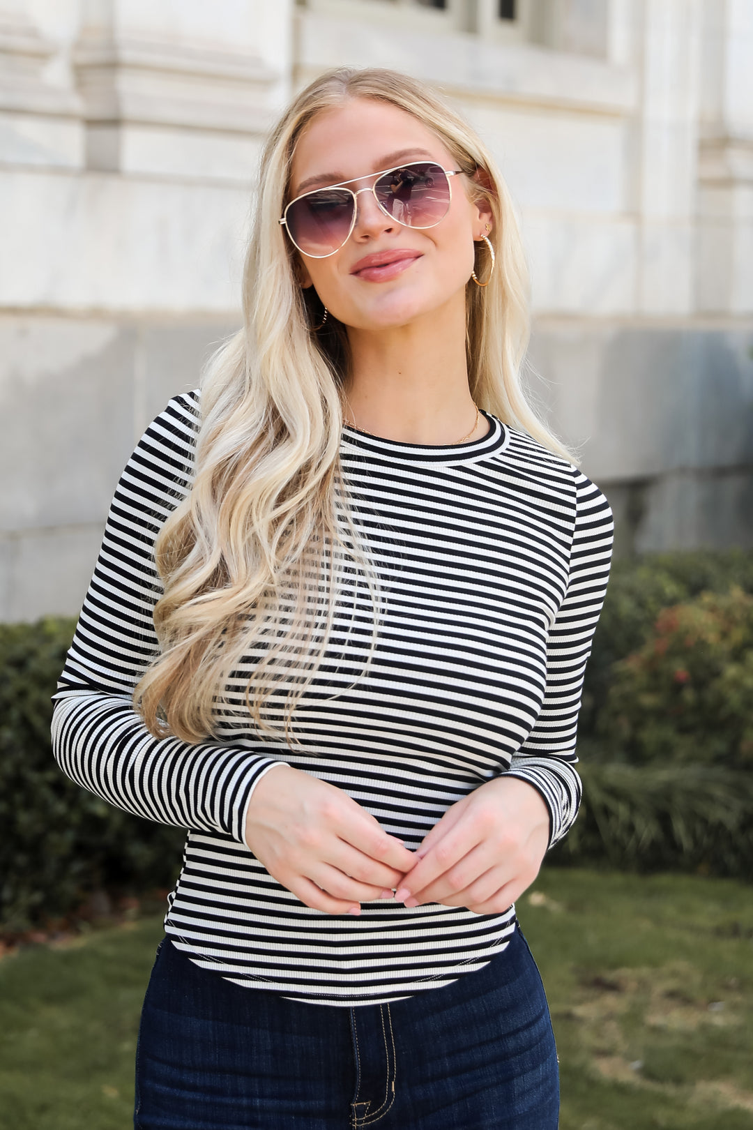 Ashley Striped Ribbed Knit Top